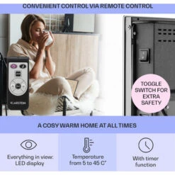 Klarstein Bornholm Convection Heater 2000W LED Display 2 Heating Levels Black 9 Klarstein Bornholm Convection Heater 2000W LED Display 2 Heating Levels Black -Home Appliance Store 14842559 3