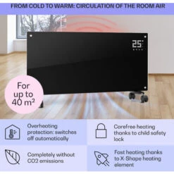 Klarstein Bornholm Convection Heater 2000W LED Display 2 Heating Levels Black 10 Klarstein Bornholm Convection Heater 2000W LED Display 2 Heating Levels Black -Home Appliance Store 14842559 4