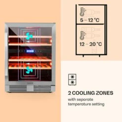 Klarstein Vinovilla 43 Built-In Duo Two-Zone Wine Fridge 129l 43 Bottles 3-Colour Glass Door -Home Appliance Store 22969413 4