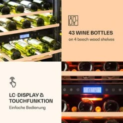 Klarstein Vinovilla 43 Built-In Duo Two-Zone Wine Fridge 129l 43 Bottles 3-Colour Glass Door -Home Appliance Store 22969413 5