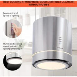 Klarstein Tron Ambience Island Extractor Hood Ø38cm Convection 540m³ / H LED Stainless Steel 10 Klarstein Tron Ambience Island Extractor Hood Ø38cm Convection 540m³ / H LED Stainless Steel -Home Appliance Store 22969593 4