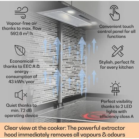 Klarstein Paolo Cooker Hood Built-in 52,5 Cm EEC: A 593 M³/h LED Touch 4 Klarstein Paolo Cooker Hood Built-in 52,5 Cm EEC: A 593 M³/h LED Touch - Image 2
