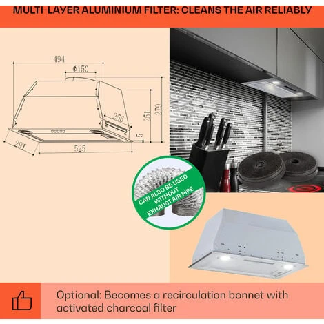 Klarstein Paolo Cooker Hood Built-in 52,5 Cm EEC: A 593 M³/h LED Touch 7 Klarstein Paolo Cooker Hood Built-in 52,5 Cm EEC: A 593 M³/h LED Touch - Image 5