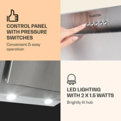 Klarstein Athena Cooker Bonnet 60cm Exhaust Air: 350 M³/h LED Stainless Steel 10 Klarstein Athena Cooker Bonnet 60cm Exhaust Air: 350 M³/h LED Stainless Steel -Home Appliance Store 22969760 4