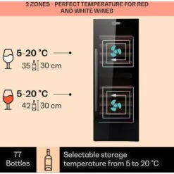 Klarstein Barossa 77 Duo Wine Fridge 2 Zones 191 L 77 Bottles Touch LED Black -Home Appliance Store 22969790 3
