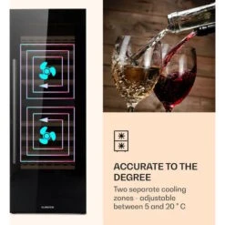 Klarstein Barossa 77 Duo Wine Fridge 2 Zones 191 L 77 Bottles Touch LED Black -Home Appliance Store 22969790 5