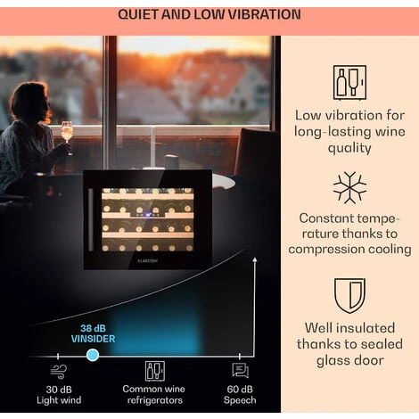 Klarstein Vinsider 24 Built-In Uno Onyx Edition Built-In Wine Fridge 24 Bottles 57 L 6 Klarstein Vinsider 24 Built-In Uno Onyx Edition Built-In Wine Fridge 24 Bottles 57 L - Image 4