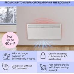 Klarstein Hot Spot Slimcurve Heater 80x40cm 40m² 2000W 5-40 ° C LED IP24 White -Home Appliance Store 22969830 4