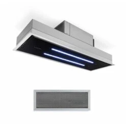 Klarstein High Line Ceiling Hood 90cm 410 M3 / H 75W 3 Steps Remote Control Black