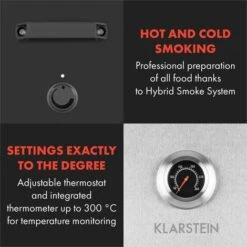 Klarstein Flintstone Steel Smoker 1600 W Built-in Thermometer Stainless Steel -Home Appliance Store 22970031 3