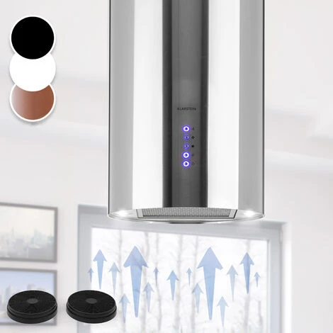 Klarstein Beretta Island Cooker Extractor Hood Ø35cm Exhaust / Circulating Air 650m³ / H LED Stainless Steel 3 Klarstein Beretta Island Cooker Extractor Hood Ø35cm Exhaust / Circulating Air 650m³ / H LED Stainless Steel