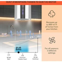Klarstein Beretta Island Cooker Extractor Hood Ø35cm Exhaust / Circulating Air 650m³ / H LED Stainless Steel 9 Klarstein Beretta Island Cooker Extractor Hood Ø35cm Exhaust / Circulating Air 650m³ / H LED Stainless Steel -Home Appliance Store 22970406 3