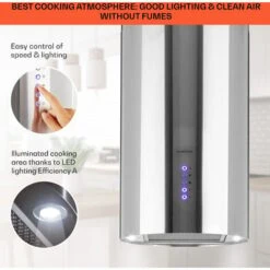 Klarstein Beretta Island Cooker Extractor Hood Ø35cm Exhaust / Circulating Air 650m³ / H LED Stainless Steel 10 Klarstein Beretta Island Cooker Extractor Hood Ø35cm Exhaust / Circulating Air 650m³ / H LED Stainless Steel -Home Appliance Store 22970406 4