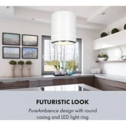 Klarstein Tron Ambience Island Cooker Extractor Hood Ø38cm Recirculation 540m³ / H LED White -Home Appliance Store 22970602 4