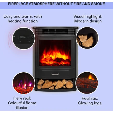 Klarstein Bormio S Electric Fireplace 950/1900W Thermostat Weekly Timer 4 Klarstein Bormio S Electric Fireplace 950/1900W Thermostat Weekly Timer - Image 2