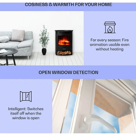Klarstein Bormio S Electric Fireplace 950/1900W Thermostat Weekly Timer 6 Klarstein Bormio S Electric Fireplace 950/1900W Thermostat Weekly Timer - Image 4
