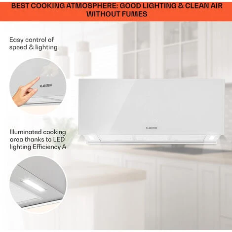 Klarstein Kronleuchter XL Kitchen Island Extractor Hood 90cm Recirculation 590m³/h LED Touchscreen White 6 Klarstein Kronleuchter XL Kitchen Island Extractor Hood 90cm Recirculation 590m³/h LED Touchscreen White - Image 4