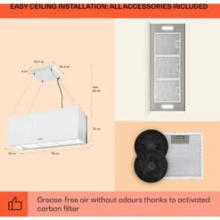 Klarstein Kronleuchter XL Kitchen Island Extractor Hood 90cm Recirculation 590m³/h LED Touchscreen White 11 Klarstein Kronleuchter XL Kitchen Island Extractor Hood 90cm Recirculation 590m³/h LED Touchscreen White -Home Appliance Store 22970682 5