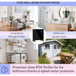 Klarstein Norderney Convection Heater Thermostat Timer 1000W 20m² Black -Home Appliance Store 23507090 5