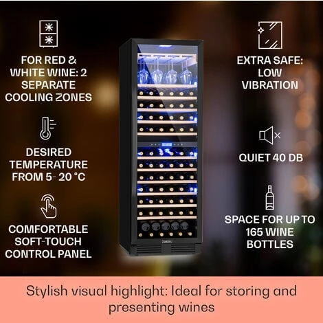 Klarstein Vinovilla Grande 162 Built-in Duo Onyx Edition Wine Fridge 425 Litres 162 Bottles 4 Klarstein Vinovilla Grande 162 Built-in Duo Onyx Edition Wine Fridge 425 Litres 162 Bottles - Image 2