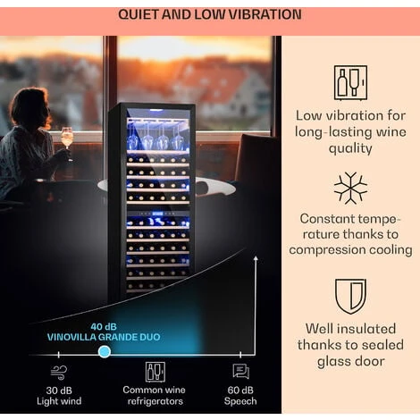 Klarstein Vinovilla Grande 162 Built-in Duo Onyx Edition Wine Fridge 425 Litres 162 Bottles 6 Klarstein Vinovilla Grande 162 Built-in Duo Onyx Edition Wine Fridge 425 Litres 162 Bottles - Image 4