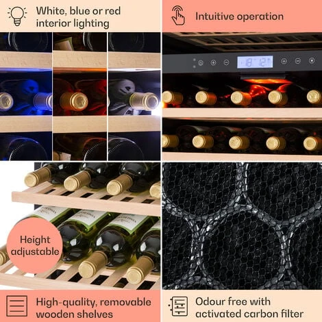 Klarstein Vinovilla Grande 162 Built-in Duo Onyx Edition Wine Fridge 425 Litres 162 Bottles 7 Klarstein Vinovilla Grande 162 Built-in Duo Onyx Edition Wine Fridge 425 Litres 162 Bottles - Image 5