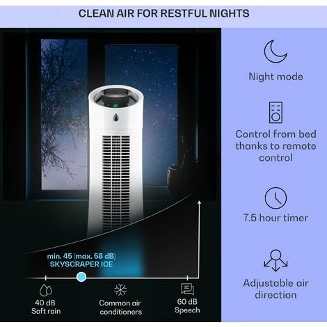 Klarstein Skyscraper Ice 4-in-1 Air Cooler Fan 210 M³/h 30 W Oscillation Mobile Remote Control 4 Klarstein Skyscraper Ice 4-in-1 Air Cooler Fan 210 M³/h 30 W Oscillation Mobile Remote Control - Image 2