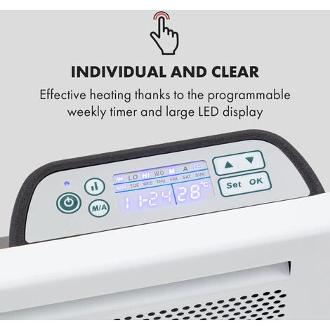 Klarstein Hot Spot Slimcurve Double Wave, Heater, 2000W, Weekly Timer, White 6 Klarstein Hot Spot Slimcurve Double Wave, Heater, 2000W, Weekly Timer, White - Image 4