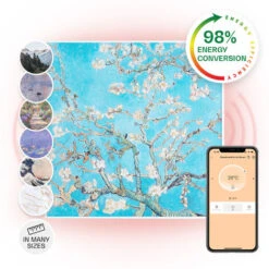 Klarstein Wonderwall Air Art Smart Infrared Heater 60x60cm 350W Almond Blossoms