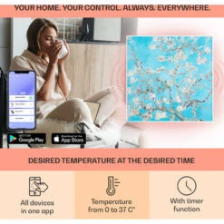Klarstein Wonderwall Air Art Smart Infrared Heater 60x60cm 350W Almond Blossoms -Home Appliance Store 33503503 3