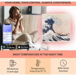 Klarstein Wonderwall Air Art Smart Infrared Heater 60x60cm 350W Waves -Home Appliance Store 33503504 3