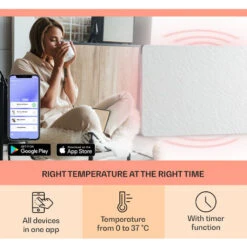 Klarstein Wonderwall Earth, Infrared Heater, 80x60cm, 550W, Wall Mounting, White -Home Appliance Store 33503540 3