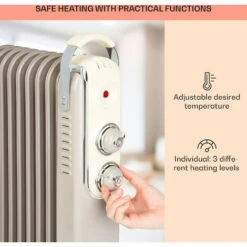 Klarstein Thermaxx Retroheat Oil Radiator 2000W Floor Rollers Taupe -Home Appliance Store 33503545 4