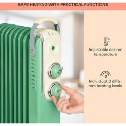 Klarstein Thermaxx Retroheat Oil Radiator 2500W Floor Rollers Green -Home Appliance Store 33503546 4