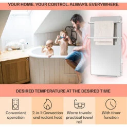 Klarstein Hot Spot Crystal Flow Bathroom Heater 45x82cm 36m² 2000W 5-40°C LED -Home Appliance Store 33503554 3