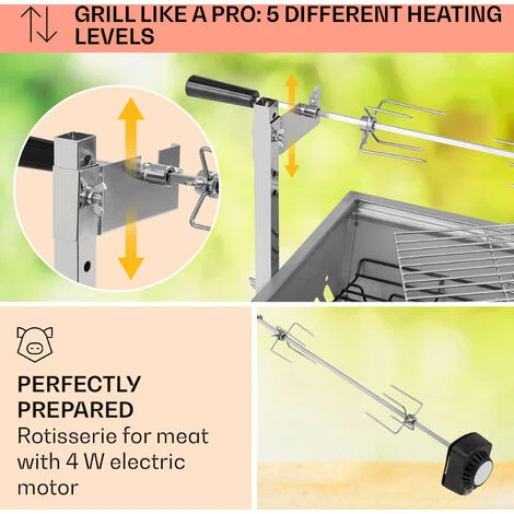 Klarstein Sauenland Mini, Rotisserie Grill, Rotary Spit, 4W, 12kg Max., Stainless Steel 5 Klarstein Sauenland Mini, Rotisserie Grill, Rotary Spit, 4W, 12kg Max., Stainless Steel - Image 3
