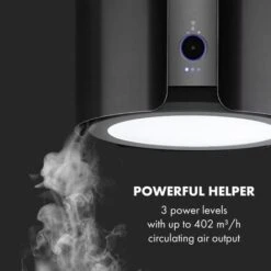 Klarstein Skyfall Smart, Island Extractor Hood, Ø45cm, Circulating Air, 402m³ / H, LED, Stainless Steel, Black -Home Appliance Store 33504329 3