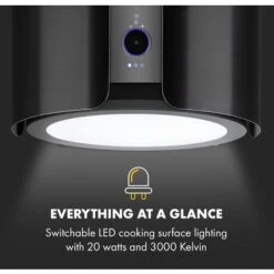 Klarstein Skyfall Smart, Island Extractor Hood, Ø45cm, Circulating Air, 402m³ / H, LED, Stainless Steel, Black -Home Appliance Store 33504329 5