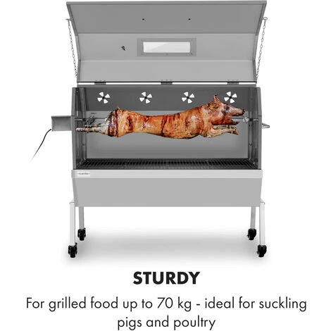 Klarstein Sauenland Pro XL, Suckling Pig Grill, Rotary Spit, 15W, 4 Rollers, Stainless Steel 6 Klarstein Sauenland Pro XL, Suckling Pig Grill, Rotary Spit, 15W, 4 Rollers, Stainless Steel - Image 4