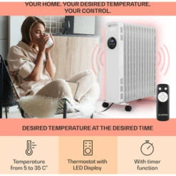 Klarstein Thermaxx Heatstream Oil Radiator 2500W 5-35 ° C 24h Timer White -Home Appliance Store 39612647 4