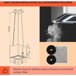 Klarstein Futurelight Smart Island Bonnet Recirculation 420m³/h LED Stainless Steel -Home Appliance Store 50828013 5