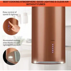 Klarstein Beretta, Island Extractor Hood, Ø 35 Cm, Exhaust / Circulating Air, 650m³ / H, LED, Copper -Home Appliance Store 56581942 4