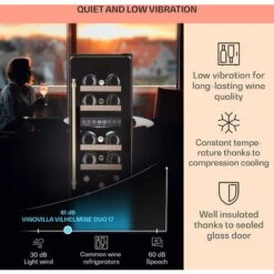 Klarstein Vinovilla 17 Built-In Duo Vilhelmine Edition Wine Fridge 17 Bottles 3-Colour Glass Door -Home Appliance Store 87106525 4