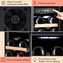 Klarstein Vinovilla 17 Built-In Duo Vilhelmine Edition Wine Fridge 17 Bottles 3-Colour Glass Door -Home Appliance Store 87106525 5