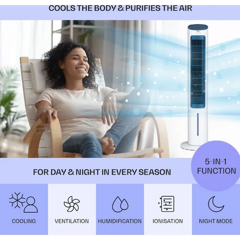 Klarstein Mistral 5-in-1 Air Cooler Fan Humidifier Ioniser 360 M³/h Remote Control 4 Klarstein Mistral 5-in-1 Air Cooler Fan Humidifier Ioniser 360 M³/h Remote Control - Image 2