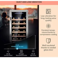 Klarstein Vinamour 54D Wine Refridgerator 2 Zones 148 L 54 Bottles Stainless Steel Front -Home Appliance Store 92862160 4