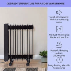 Klarstein Sanford Smart Oil Radiator 2500 W Power Weekly Timer LED Display Touch Panel Klarstein App -Home Appliance Store 93339064 2