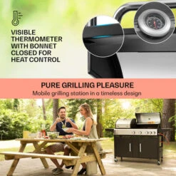Klarstein Kingsville 4.1 Combo Grill Gas + Coal 13.7 KW 4+1 Burners Height Adjustable -Home Appliance Store 93968510 4