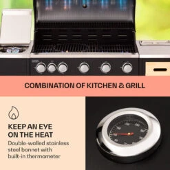 Klarstein Jersey Outdoor Kitchen Gas Barbecue 20.7 KW 5+1 Burners Mobile Rain Protection -Home Appliance Store 93968511 3