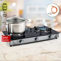 Klarstein Barzona 3 Camping Stove 3 Burners 3.4 KW & 0.75 KW & 4.3 Glass Top & Stainless Steel Housing